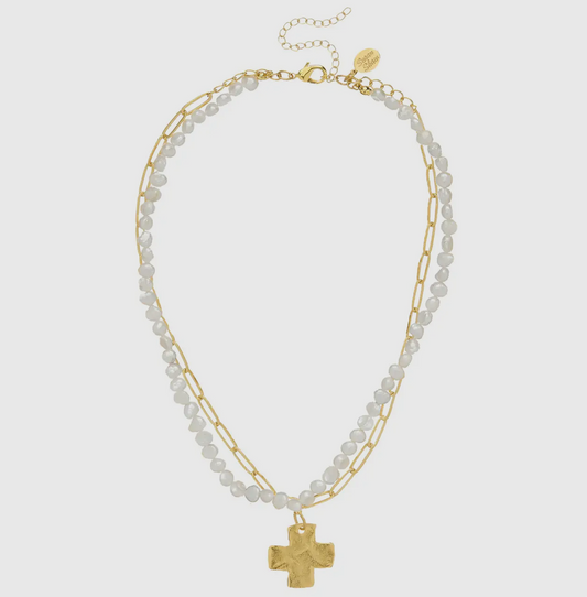 Cross Piper Paperclip Necklace