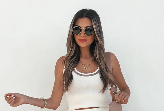 Cream Tank W/Taupe Trim