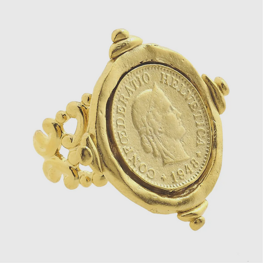 Handcast Gold Coin Adjustable Ring