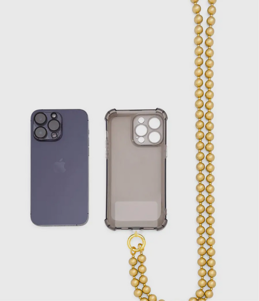 Matte Metallic Crossbody Phone Lanyard in Gold