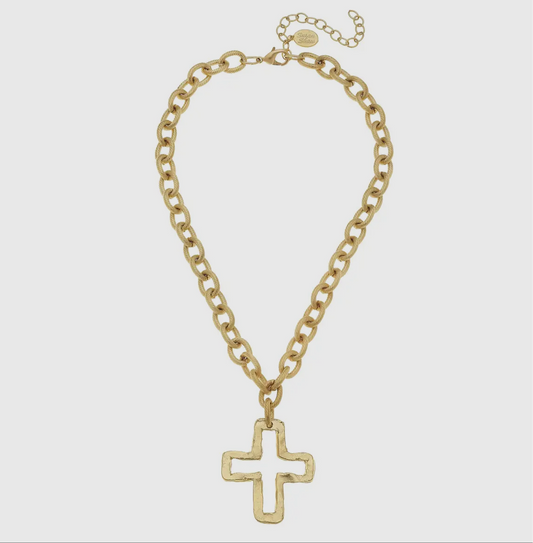 Gold Open Cross Necklace