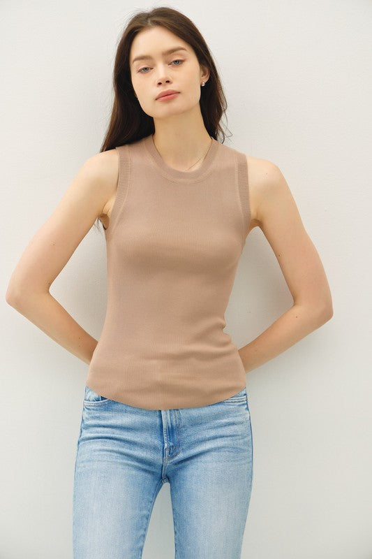 Mocha Sleeveless Alice Knit Top