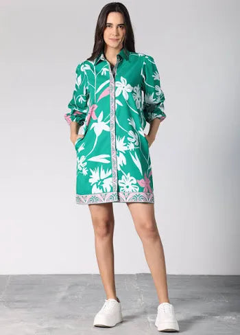 Ava Dress in Mint Flora