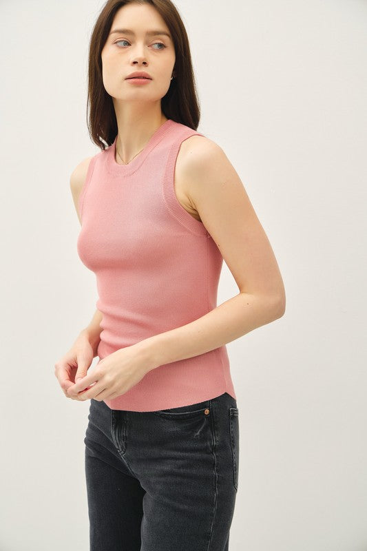 Dusty Rose Sleeveless Alice Knit Top