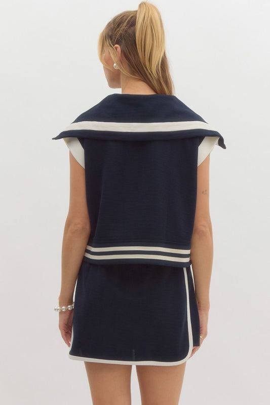 Navy Skirt Set