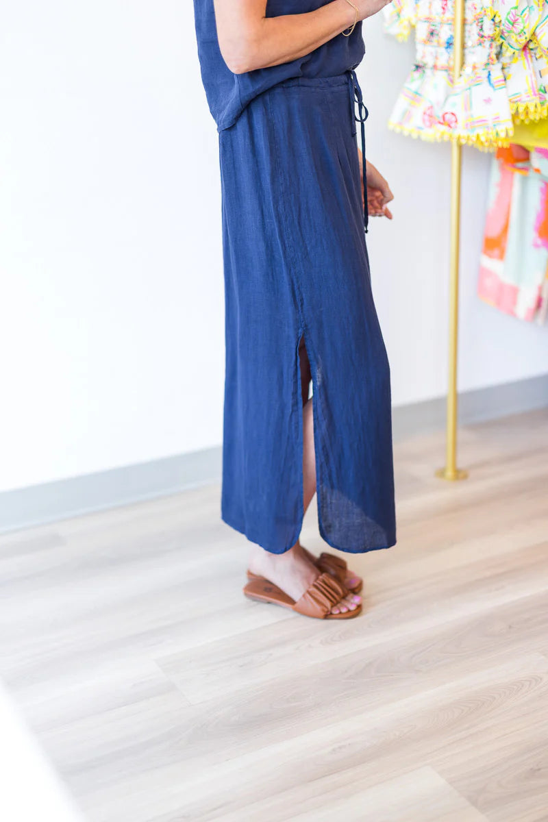 Bayley Skirt in Dusty Blue Linen