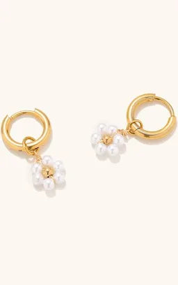 Pearl Daisy Charm Huggies
