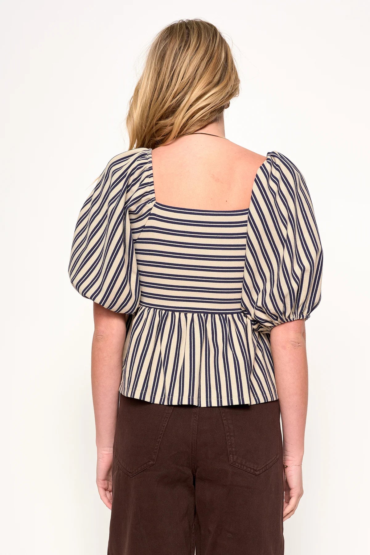 Gemma Top in Navy/Taupe