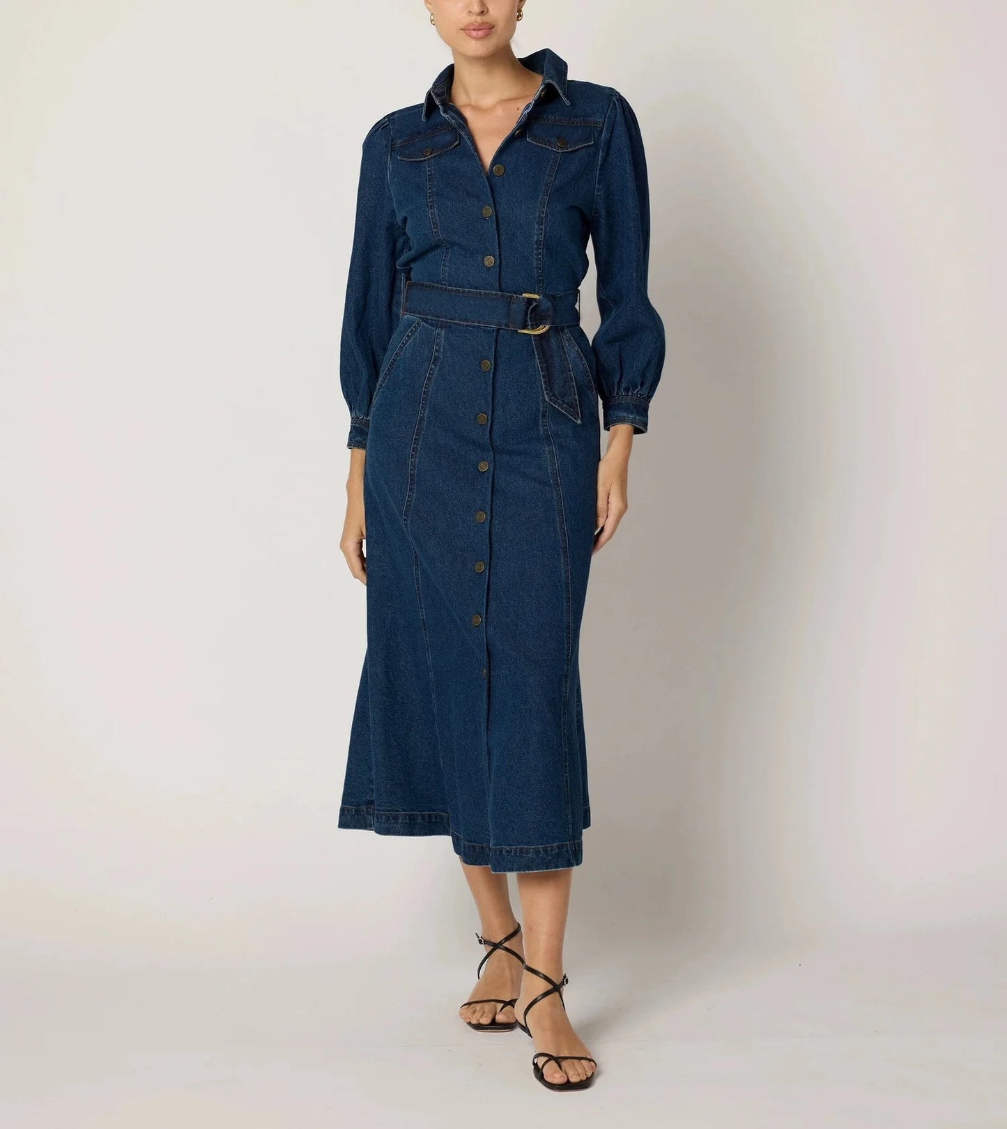 Maya Midi Dress in Denim