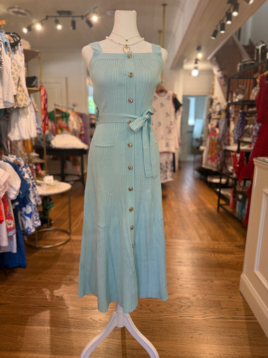 Pax Knit Midi Dress Aqua
