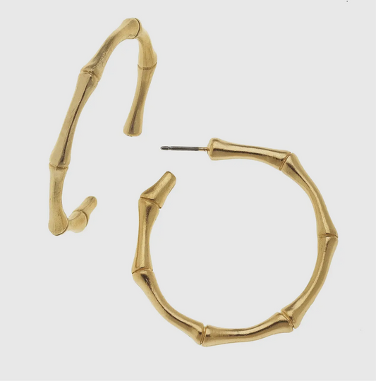 Gold Bamboo Hoop Earrings