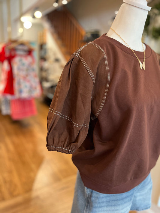 Puff Sleeve Top in Chocolate