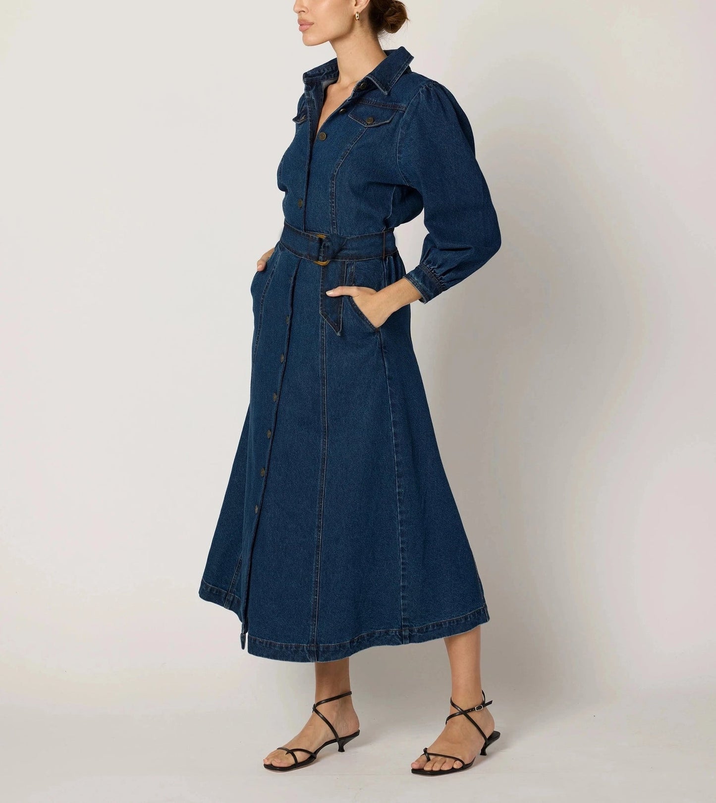 Maya Midi Dress in Denim