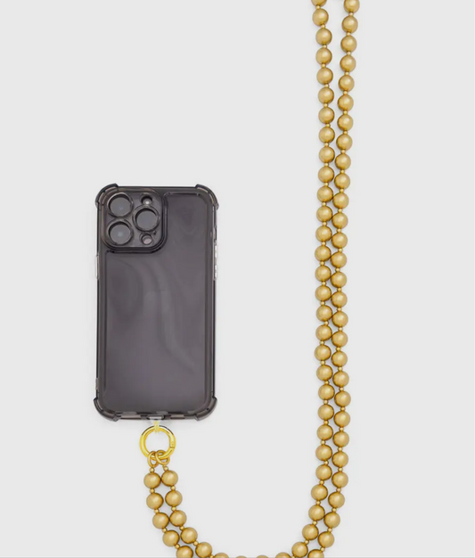 Matte Metallic Crossbody Phone Lanyard in Gold
