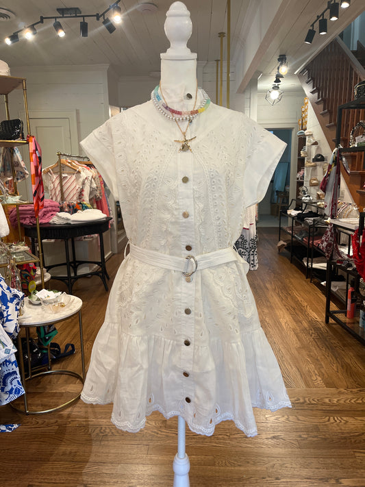 Aruba Embroidered Dress White