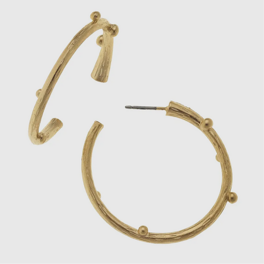 Gold Vine Hoop Earrings