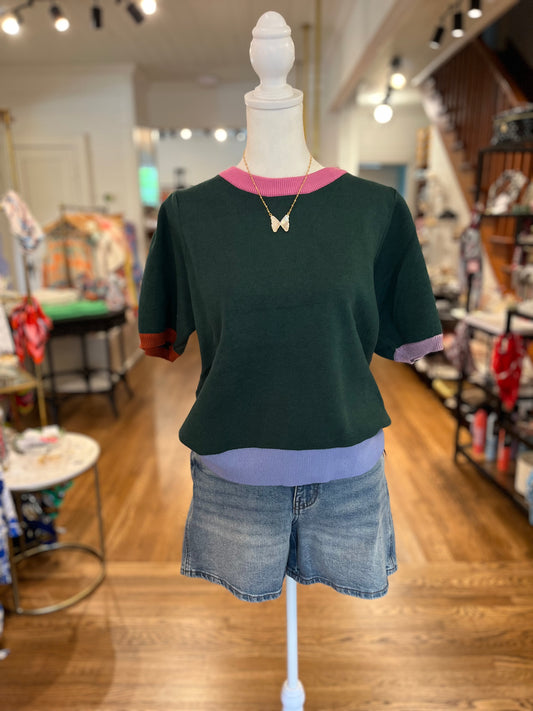 Hunter Green Short Sleeve Sweater