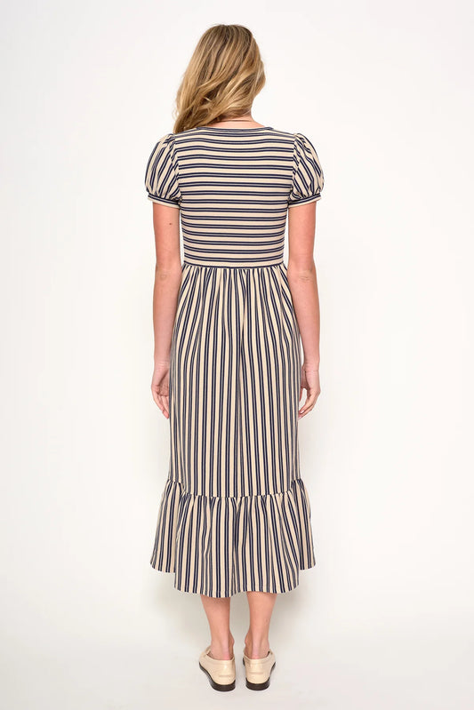 Ruth Dress in Navy/Taupe