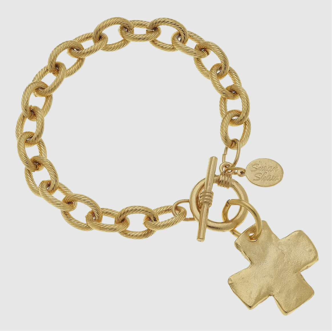 Gold Cross Toggle Bracelet