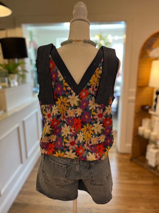 Floral Tie Sleeve Top in Multi