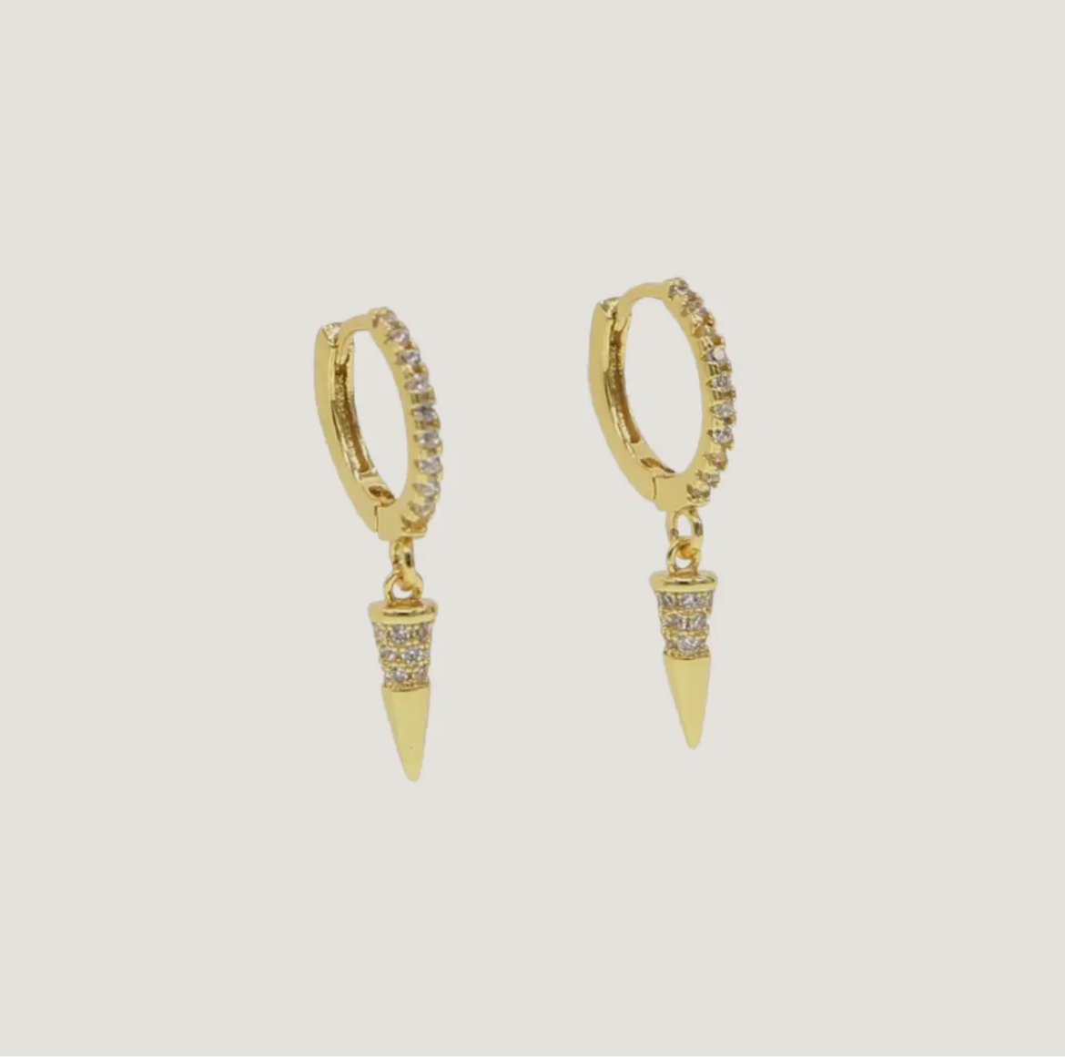 Gold Crystal Dagger Hoops