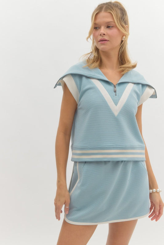 Light Blue Skirt Set