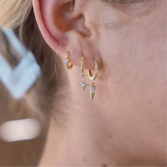 Gold Crystal Dagger Hoops