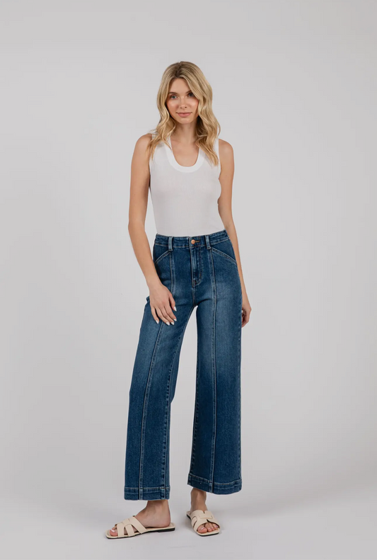 Dark Paola Wide Leg Jean W/Seam Lines