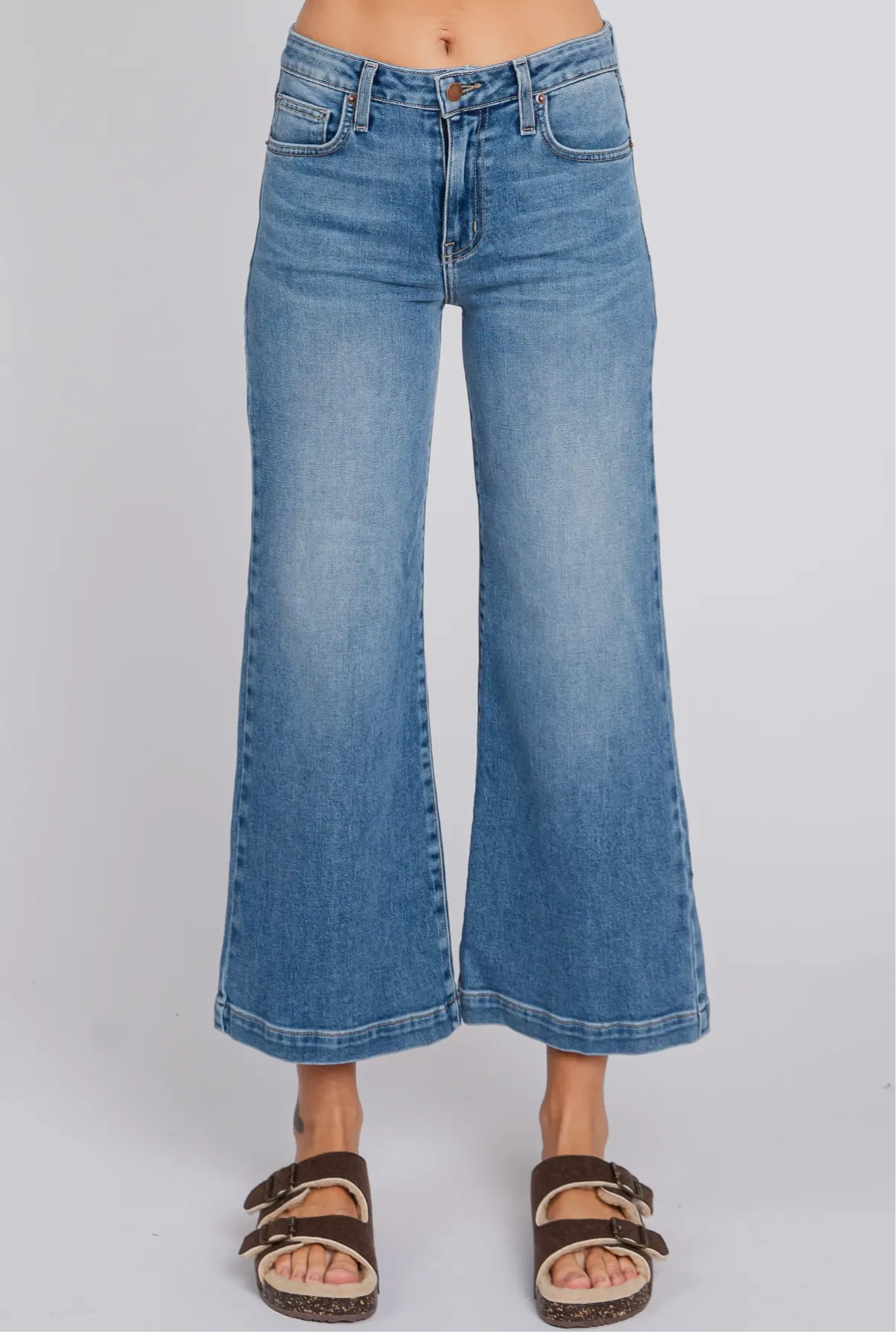 Medium Wash Wide Leg Culotte