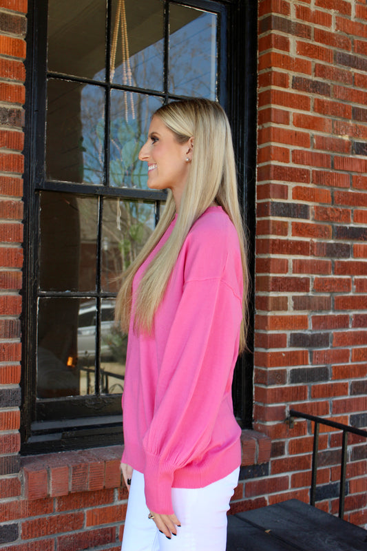 Balloon LS Sweater in Pink