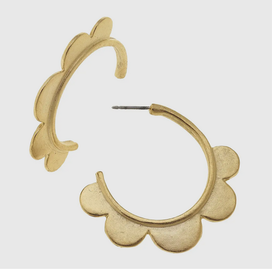 Gold Scallop Hoop Earrings
