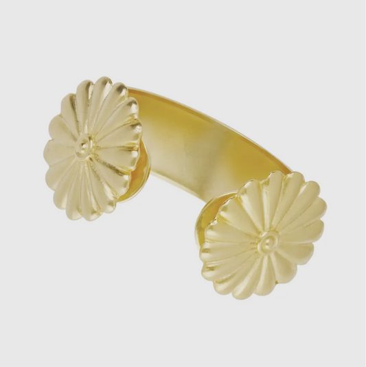 Handcast Gold Double Concho Cuff Bracelet