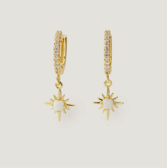 Opal Star Charm Huggies