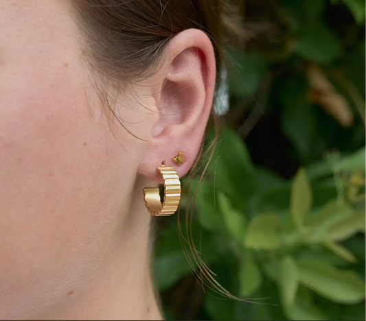 Dylan Ridged Gold Hoops
