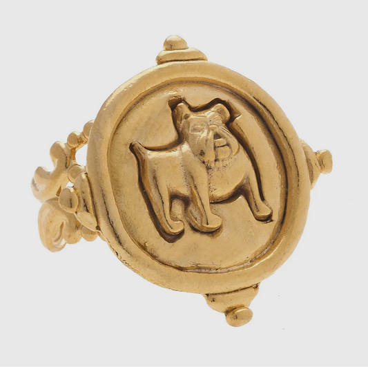 Handcast Bulldog Adjustable Ring