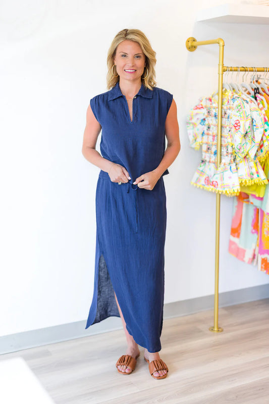 Bayley Skirt in Dusty Blue Linen