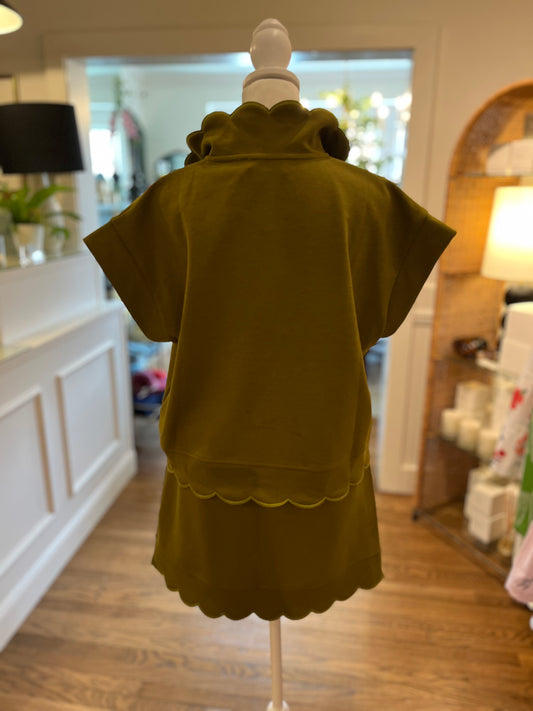 Olive Scallop Skirt Set