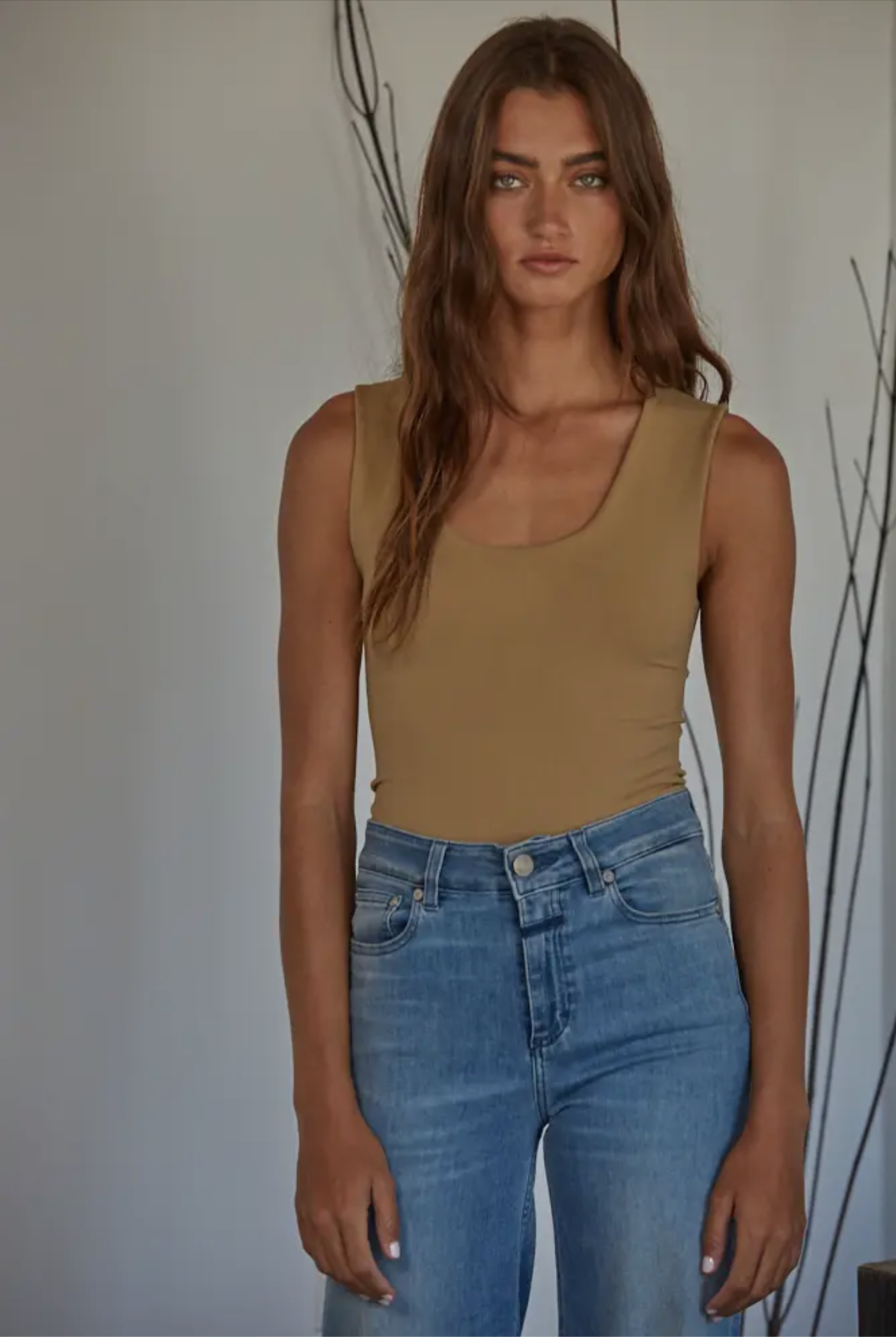 Double Layered Seamless Top in Light Taupe