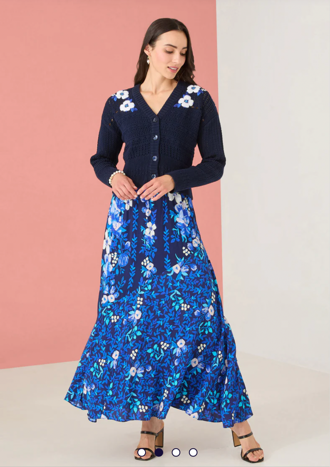 Dalia Skirt in Navy Augusta Garden Stripe
