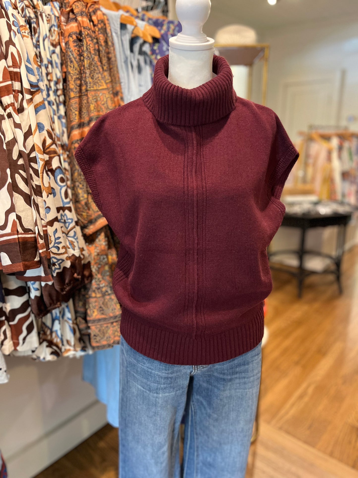 Turtleneck Wedge Sweater in Plum