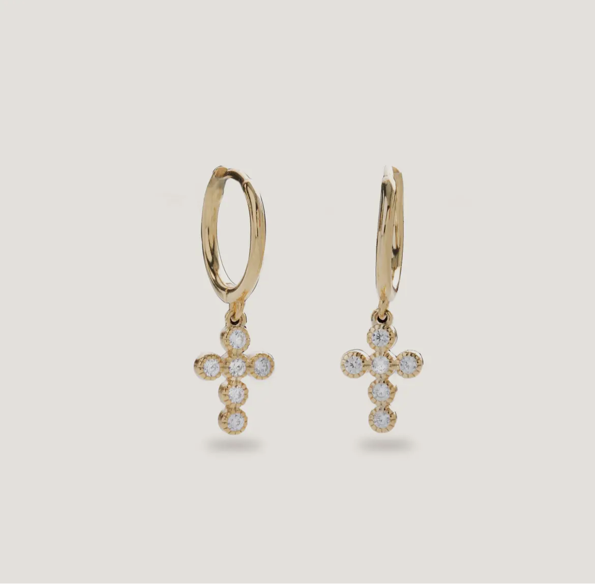 Crystal Cross Huggies-Gold