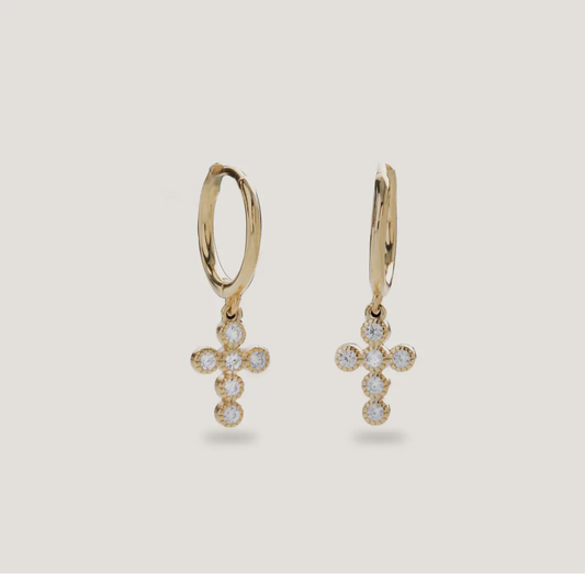 Crystal Cross Huggies-Gold