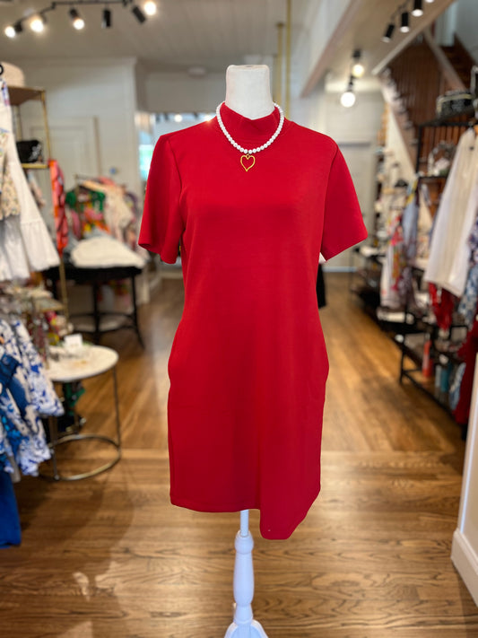 Red Modal Poly Span Mini Dress