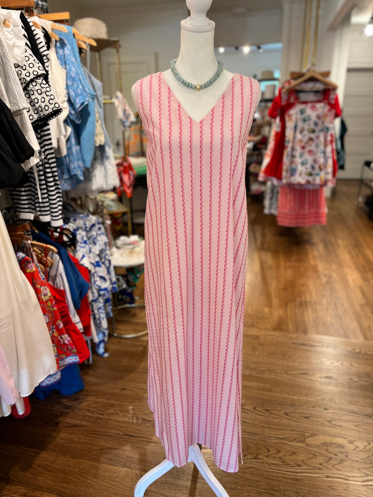 Zara Midi Pink Swiss Dot Dress