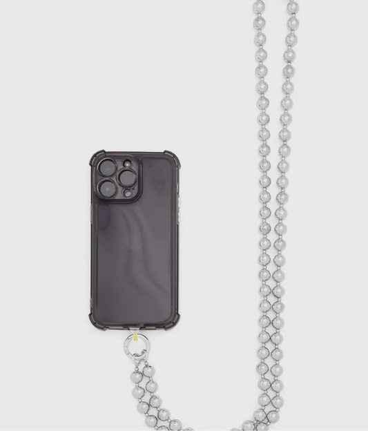 Matte Metallic Crossbody Phone Lanyard in Shiny Silver