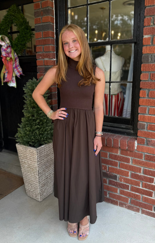 Mock Neck Maxi in Cocoa