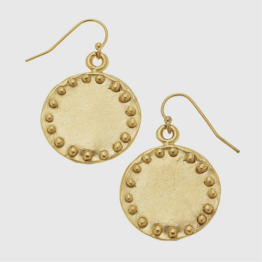 Gold Circle with Dots Earrings