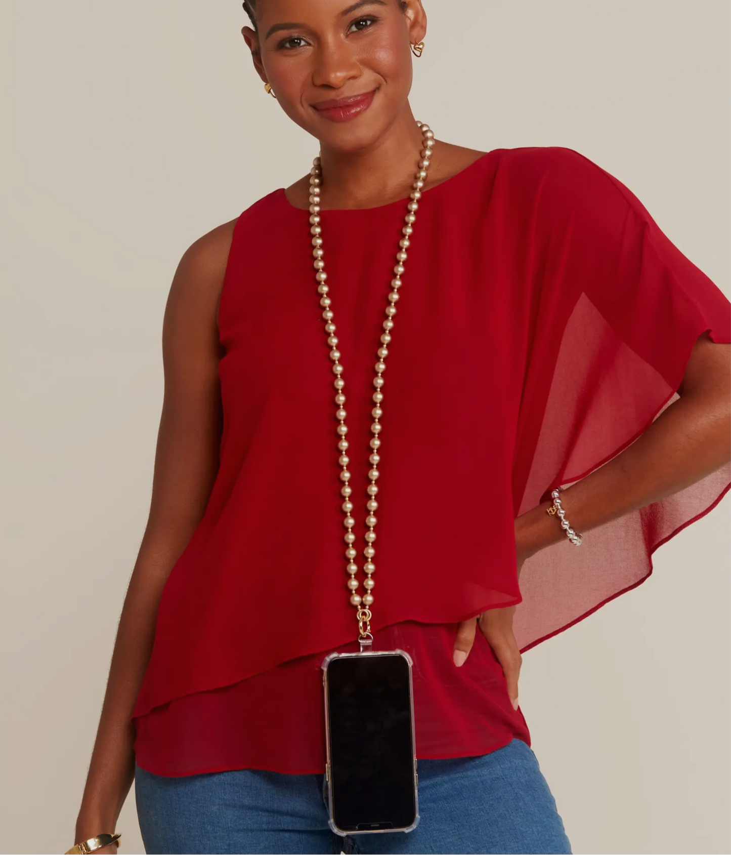 Matte Metallic Crossbody Phone Lanyard in Gold