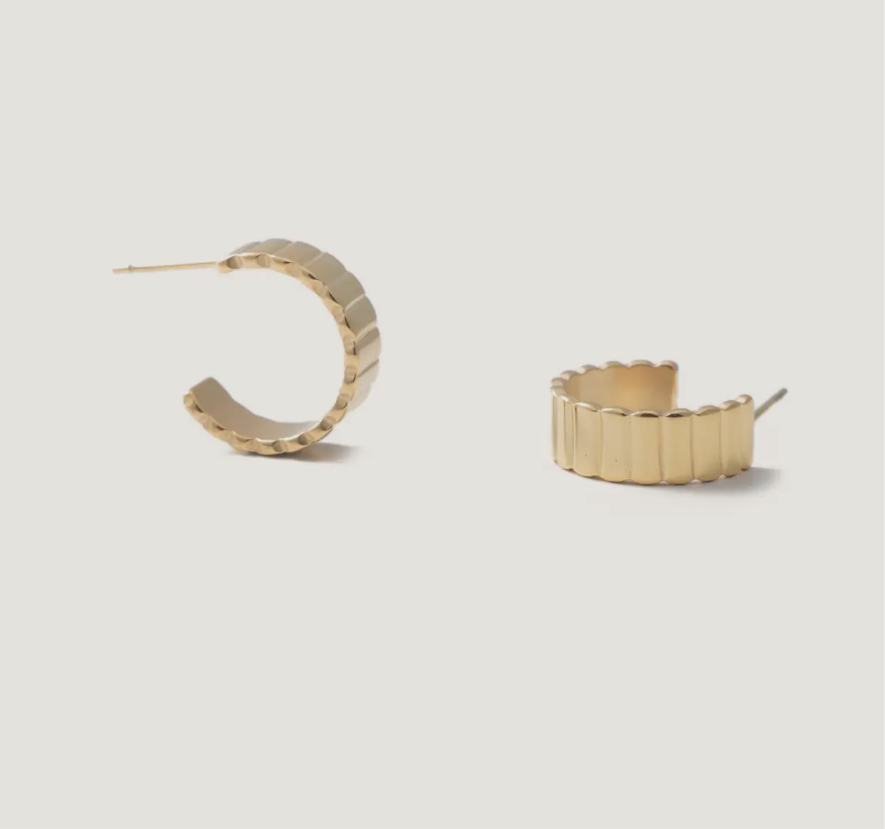 Dylan Ridged Gold Hoops