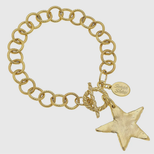 Gold Star Drop Chain Bracelet